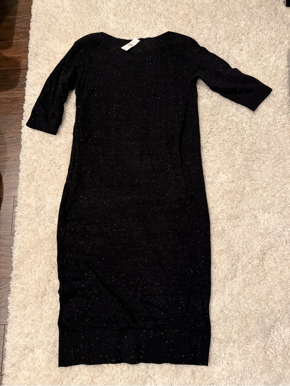Lou & Grey Black Sparkle Midi Sweater Dress